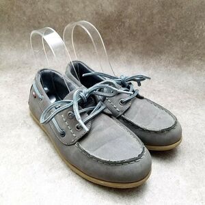 Tommy Hilfiger Big Boys Douglas Hampton  Sz 1 M Gray  Slip On Boat Shoes Loafer